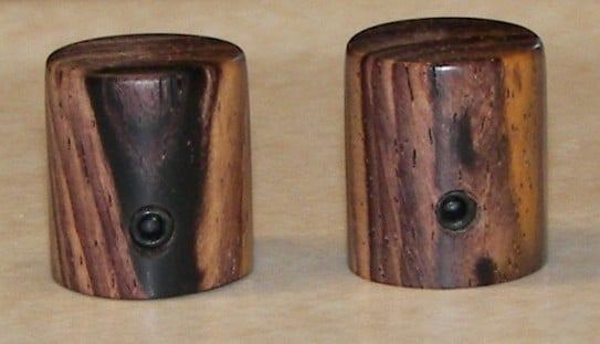 Pair of hand-turned dark hardwood knobs