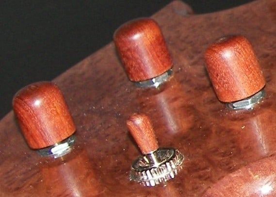 Wooden knobs and switch tip on a burl top